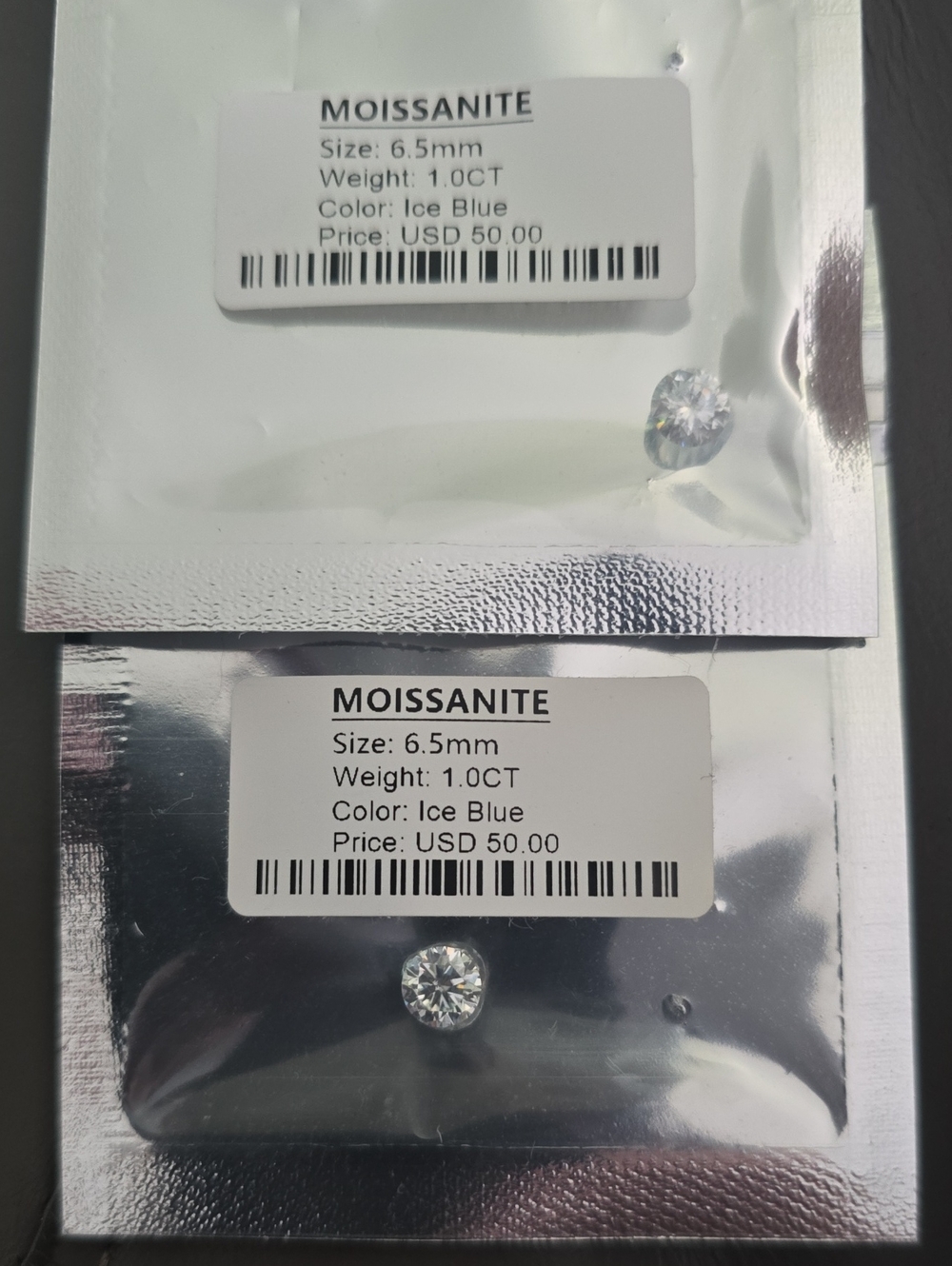 Moissanite Loose Round Cut Stone - Ice Blue